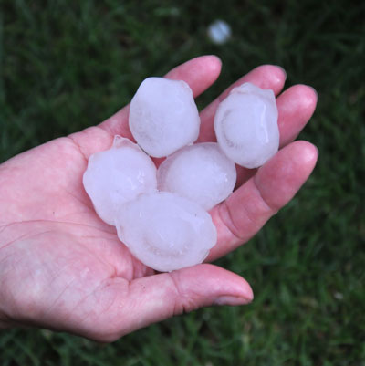 A hand full of hail balls